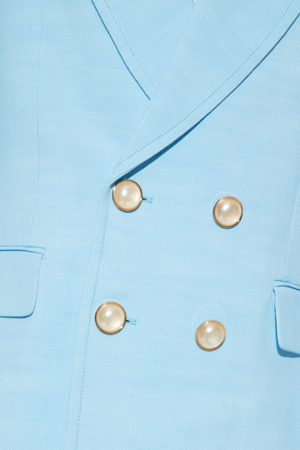 ジャケット BALMAIN Logo button double-breasted blazer Light Blue Balmain Double-breasted Blazer With Logo Buttons In Blue